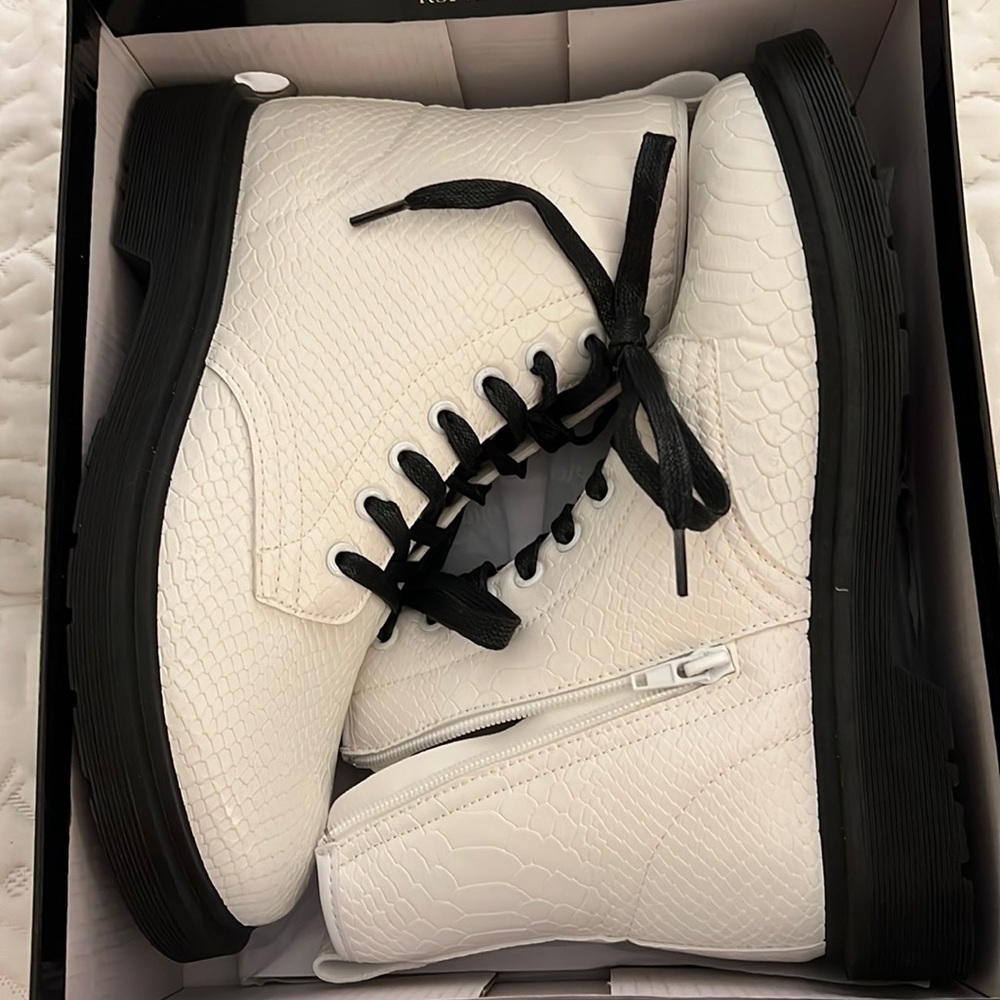 Pierre Dumas White Combat Boots